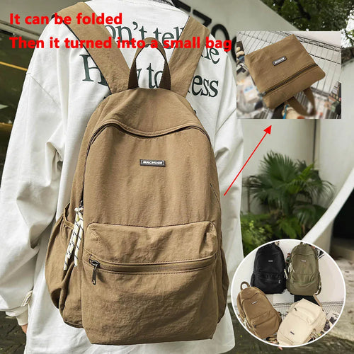 Large Capacity Foldable Backpack for Women – Korean Laptop Bag