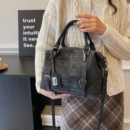 Faux Suede Leather Shoulder Bag for Women – Vintage Tote