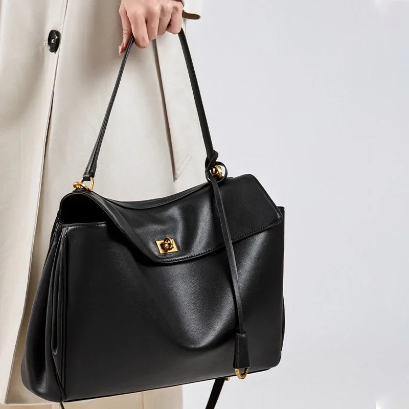 Women's Genuine Leather Shoulder Bag – Luxury Cowhide Tote