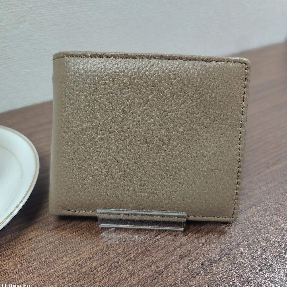 Men's Genuine Cow Leather Short Wallet with Coin Pocket
