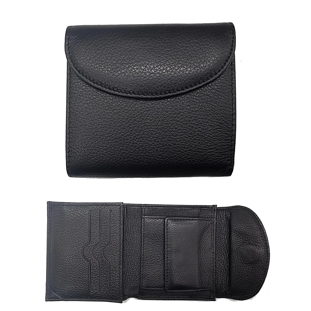 Women's Genuine Leather Short Wallet – Flap Closure with Card Holders