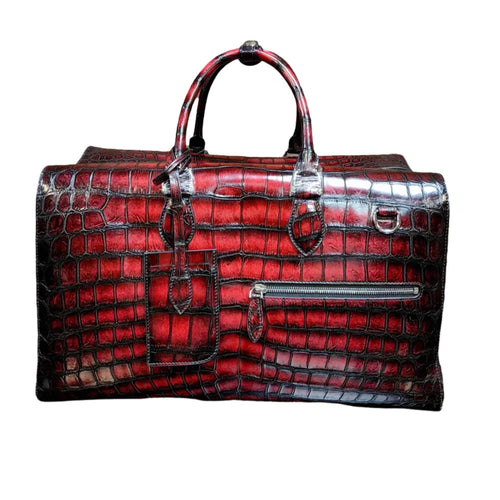 Crocodile Leather Large Travel Duffle Bag