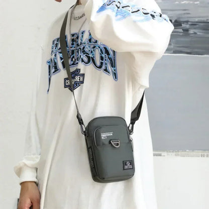 Men's Nylon Crossbody Bag – 3-Layer Mini Messenger Shoulder Bag