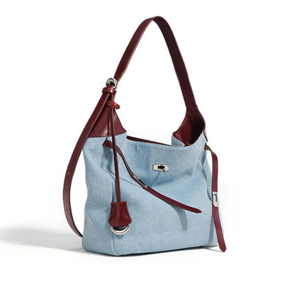 Foxer Women Denim Shoulder Bag Large Capacity Handbag Tote Hobo Lady
