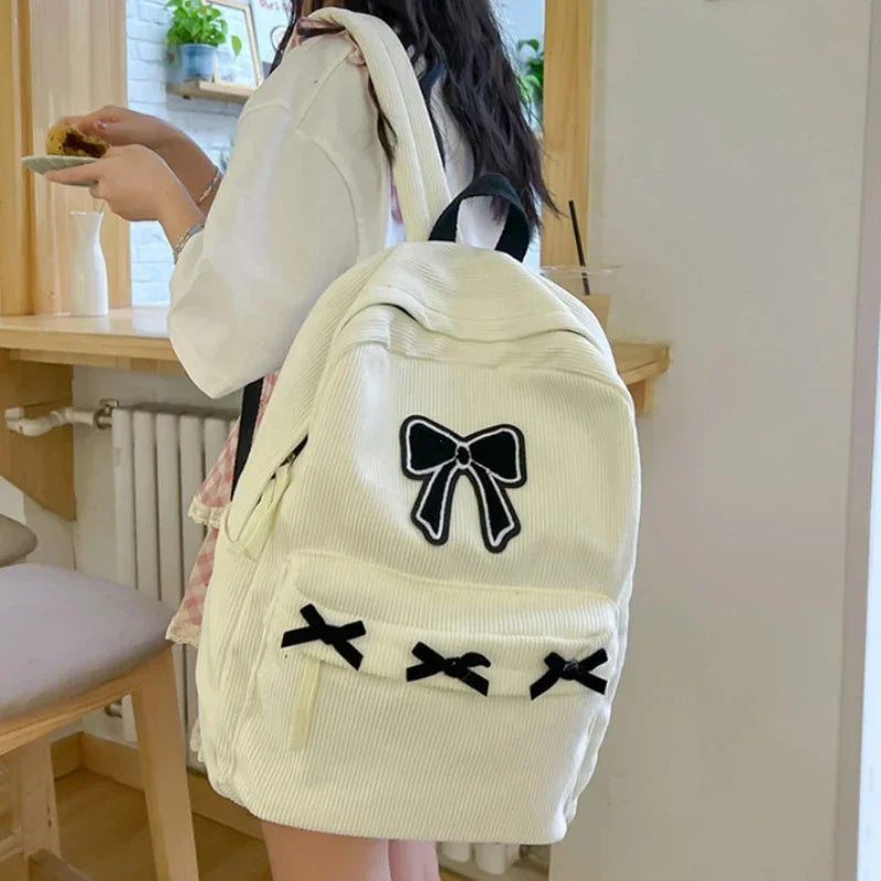 Bowknot Aesthetic Backpack – Lightweight School Bag for Girls & Women
