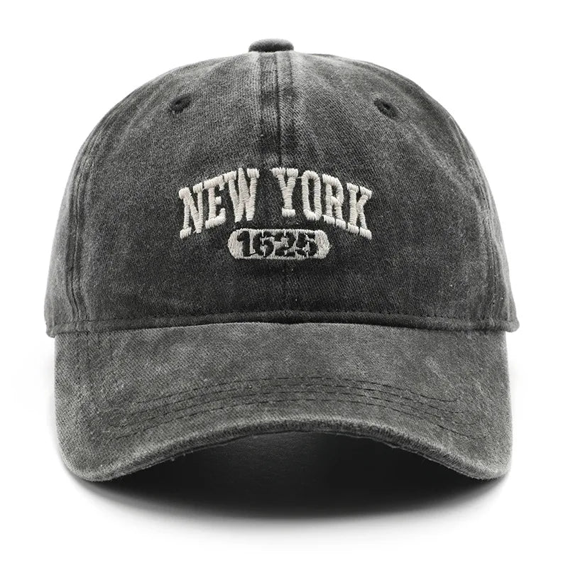 New York 1625 Vintage Washed Baseball Cap – Unisex Retro Snapback Hat