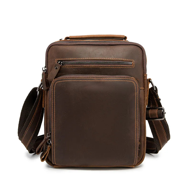 Genuine Leather Crossbody Messenger Bag – Vintage Men's Shoulder Bag
