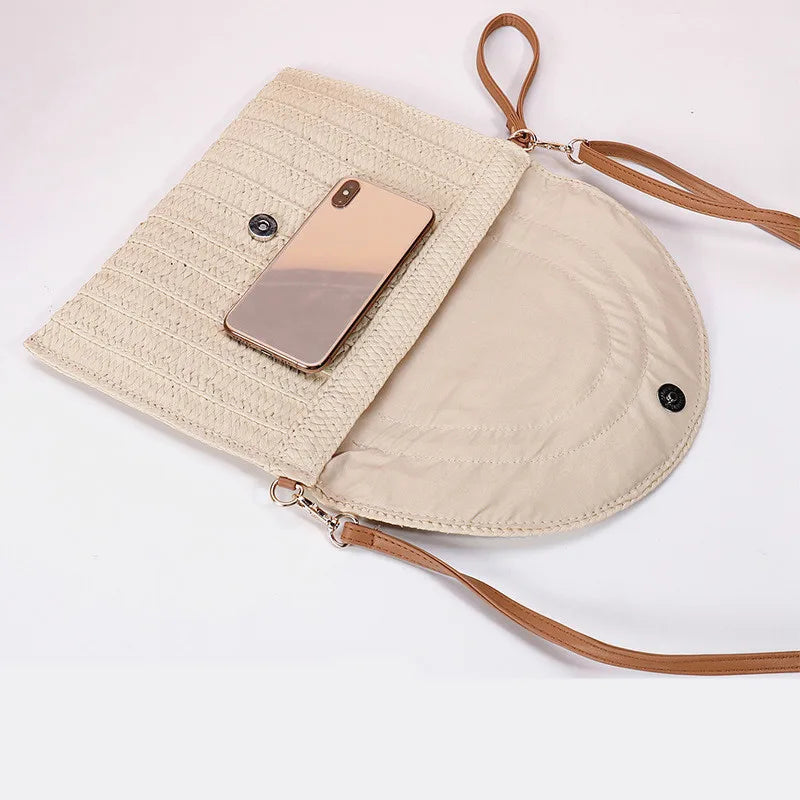 Straw Crossbody Bag for Women – Handwoven Envelope Purse
