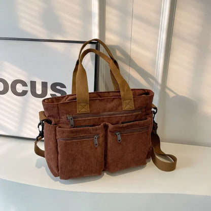 Large Capacity Corduroy Tote Bag – Women's Shoulder & Crossbody