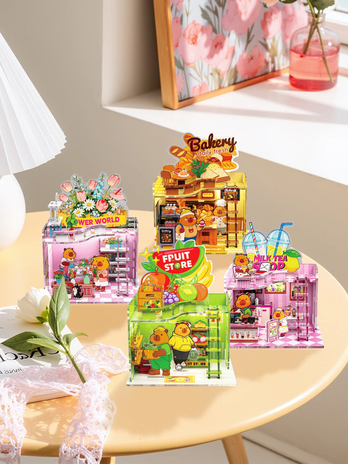 Capybara Fruit Shop DIY 3D Miniature Dollhouse Kit with LED Light