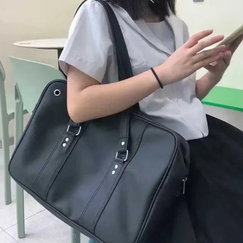 Japanese JK Uniform PU Leather Shoulder Bag – Large Capacity