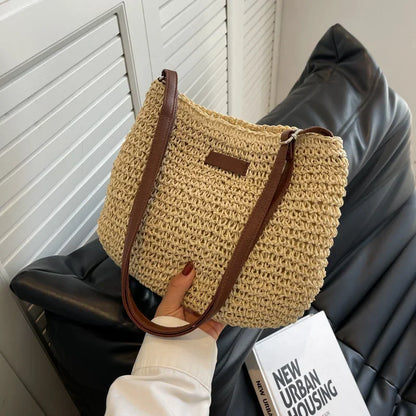 Woven Straw Shoulder Bag Women's Bohemian Crossbody Tote