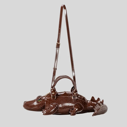 Crocodile Shape Novelty Handbag – Luxury PU Leather Shoulder Bag
