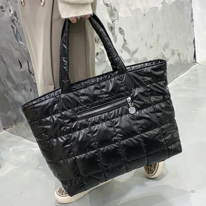 Quilted Puffer Tote Bag for Women – Large Capacity Handbag