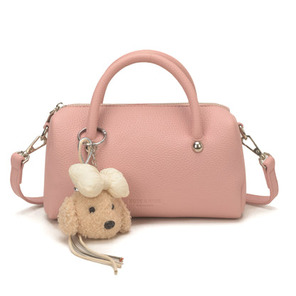 Women's Leather Top Handle Bag – Crossbody Shoulder Purse with Pendant