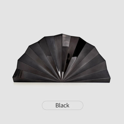 Fan-Shaped Metallic Clutch Bag with Chain Strap