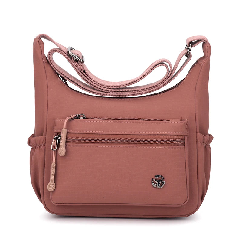 Women's Lightweight Waterproof Nylon Crossbody Bag – Multi-Pocket Shoulder Handbag