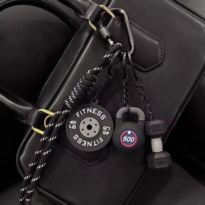 Gym Keychain Lanyard – Dumbbell, Weight Plate & Kettlebell Charms