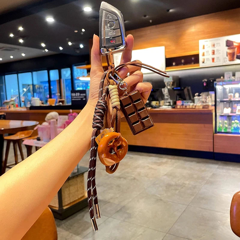 Cute 3D Food Charm Keychain – Woven Rope Bag Pendant