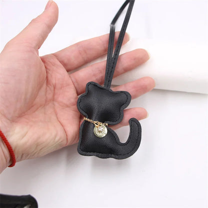 PU Leather Keychain Bag Charm Pendant – Cute Cat Star Design for Women