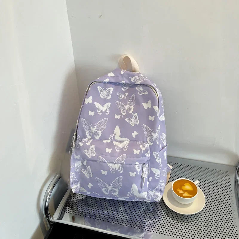 Butterfly Print Backpack – Women's Korean School & Travel Bag