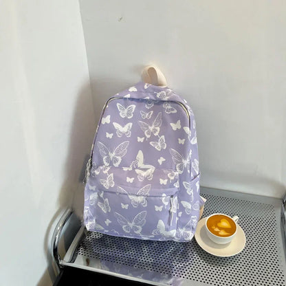 Butterfly Print Backpack – Women's Korean School & Travel Bag