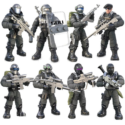 Military Soldiers Building Blocks Minifigures Set with Weapons & Accessories