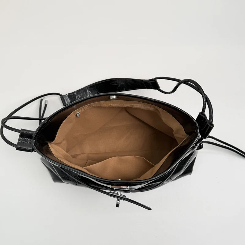 Moods Commuter Shoulder Crossbody Bags Women Waxed Pu Leather Solid Color Large Capacity Shopper