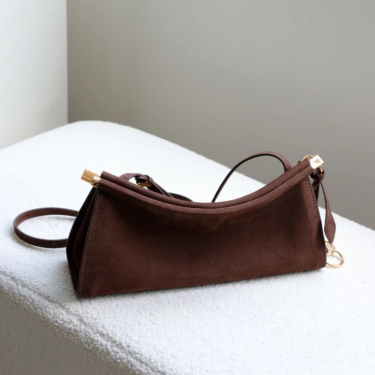 Women S Bags Genuine Leather Underarm Bag Handbag Small Design High-End Clip Simple Shoulder Vintage