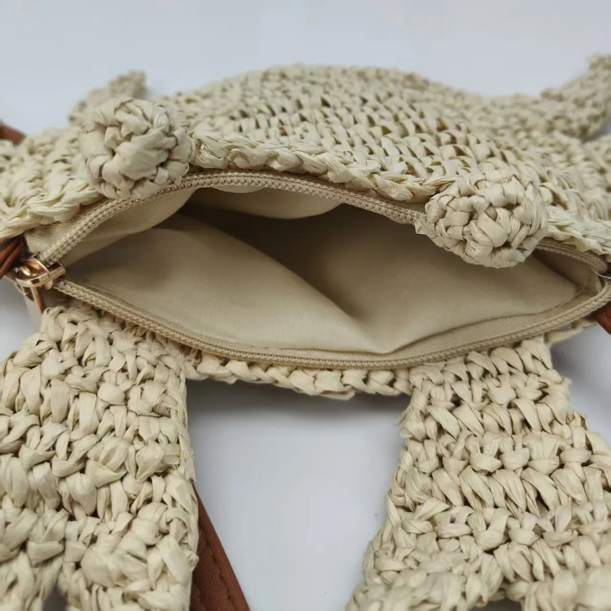 Crochet Crab Crossbody Bag Cute Straw Woven Mini Purse