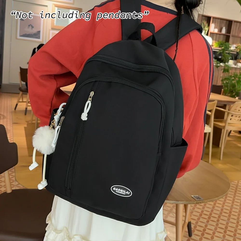 Lightweight Nylon School Backpack – Minimalist Solid Color