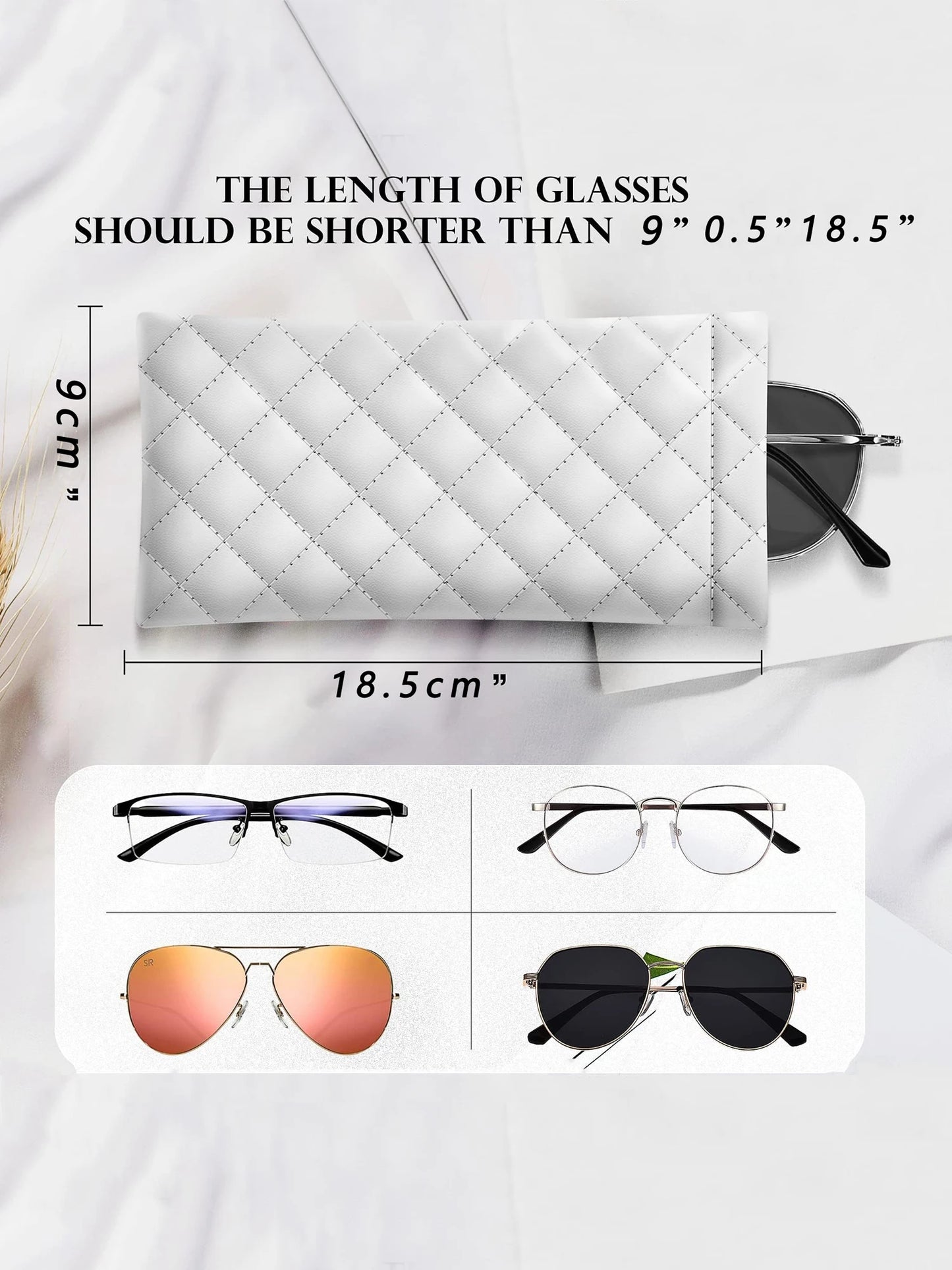 Soft PU Leather Glasses Case – Quilted Sunglasses Pouch