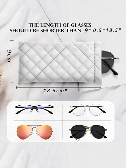 Soft PU Leather Glasses Case – Quilted Sunglasses Pouch