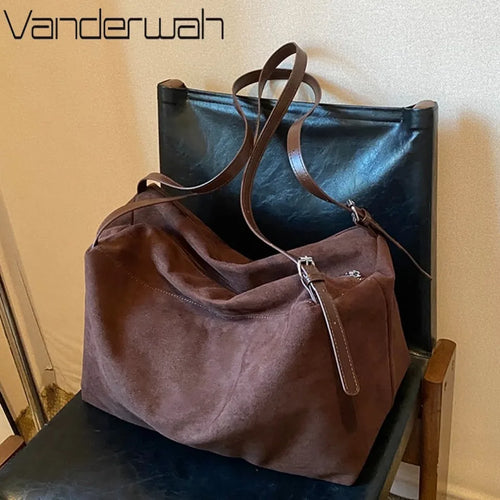 Large Suede Leather Tote Shoulder Bag for Women