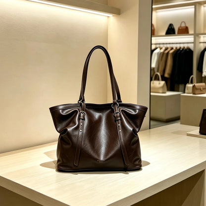 Moods Women Big Shoulder Tote Bags Soft Vegan Leather Solid Color Large Capacity Shoppers Latest