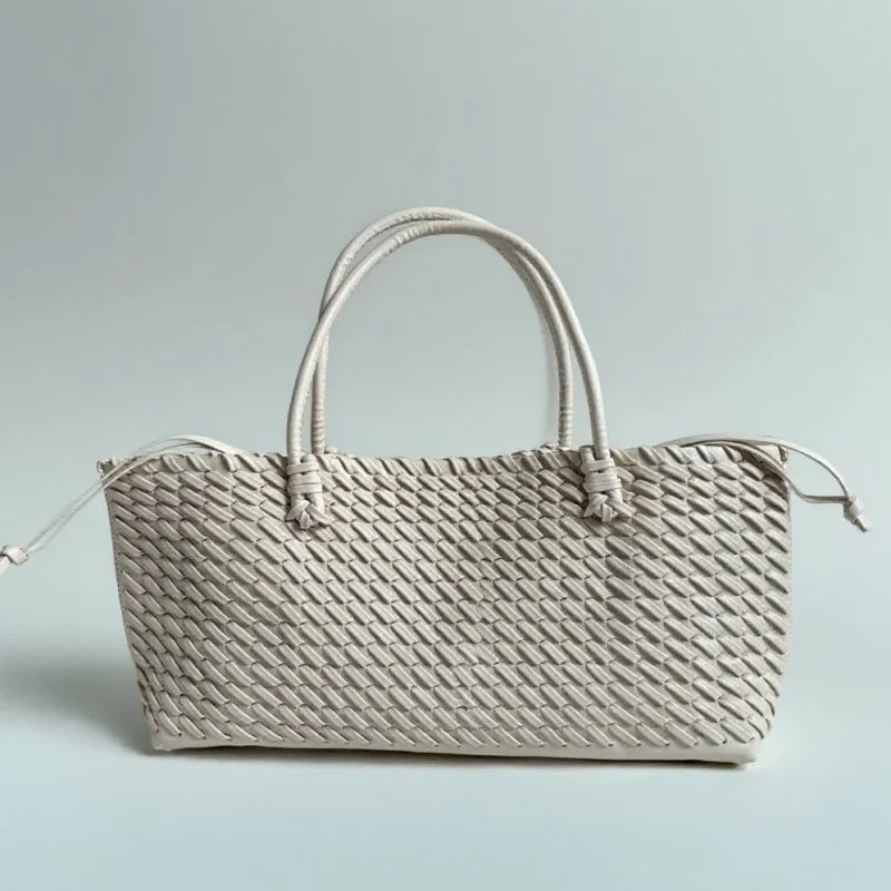 Woven PU Leather Tote Bag – Women's Slouchy Hobo Satchel