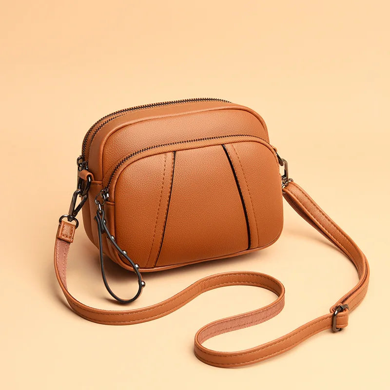 Crossbody Bag for Women – Soft Faux Leather Rivet Zipper Shoulder Purse
