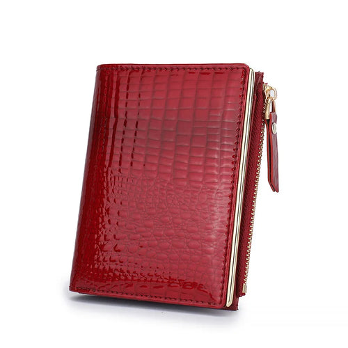 Genuine Leather Bifold Wallet for Women – Multi-Card Slots with Zipper