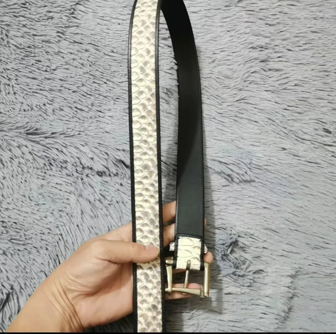 Genuine Snake Leather Men's Belt – Needle Buckle, 1.5" Width