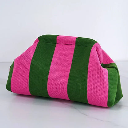 Woven Crochet Clutch Bag for Women – Colorblock Dumpling Hobo Purse