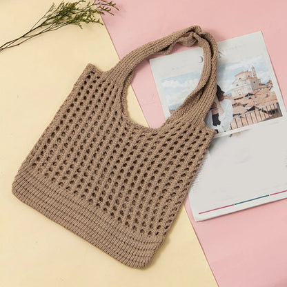 Crochet Tote Bag for Women – Large Hollow Knit Shoulder Bag