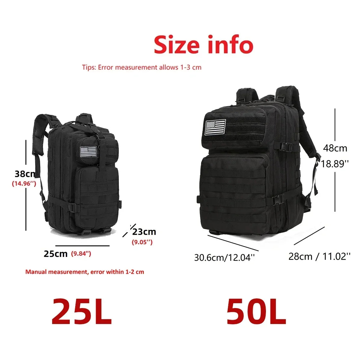 Tactical MOLLE Backpack 25L/50L – Military Assault Pack for Hiking & Camping