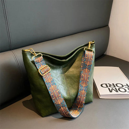 Large Capacity Bucket Bag – Women's Soft PU Leather Shoulder Tote