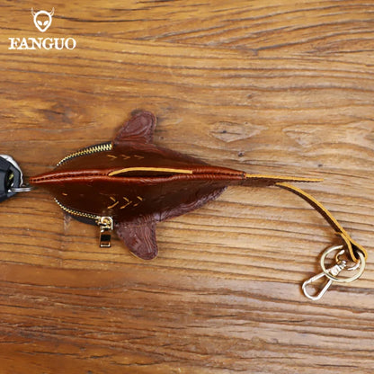 Leather Coin Purse & Key Ring Holder – Floral Embossed