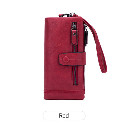 RFID Blocking Long Wallet – Women's Large Capacity Trifold Purse