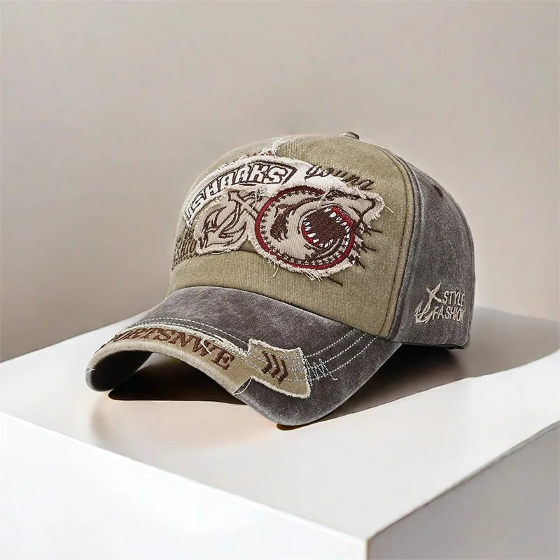 Shark Embroidery Baseball Cap – Unisex Cotton Snapback Hat