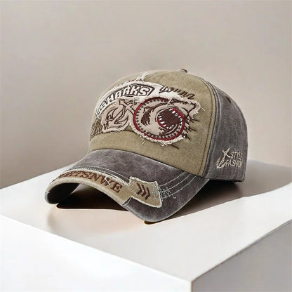 Shark Embroidery Baseball Cap – Unisex Cotton Snapback Hat
