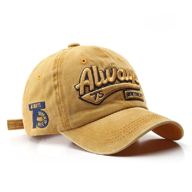 Retro Embroidered Baseball Cap – Washed Cotton Snapback Hat