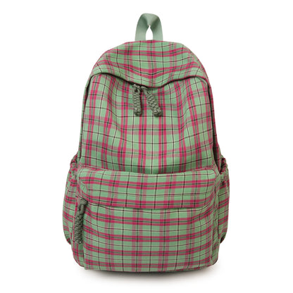 Plaid Nylon Backpack – Large Capacity Student Daypack