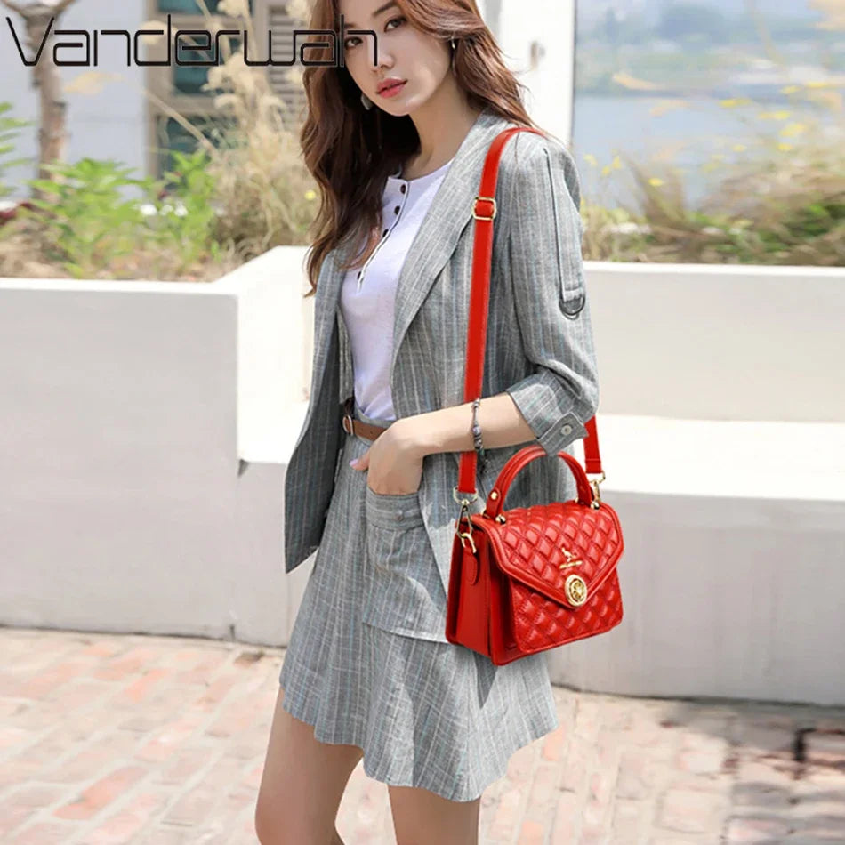 Quilted Crossbody Bag for Women – 3-Layer Leather Handbag